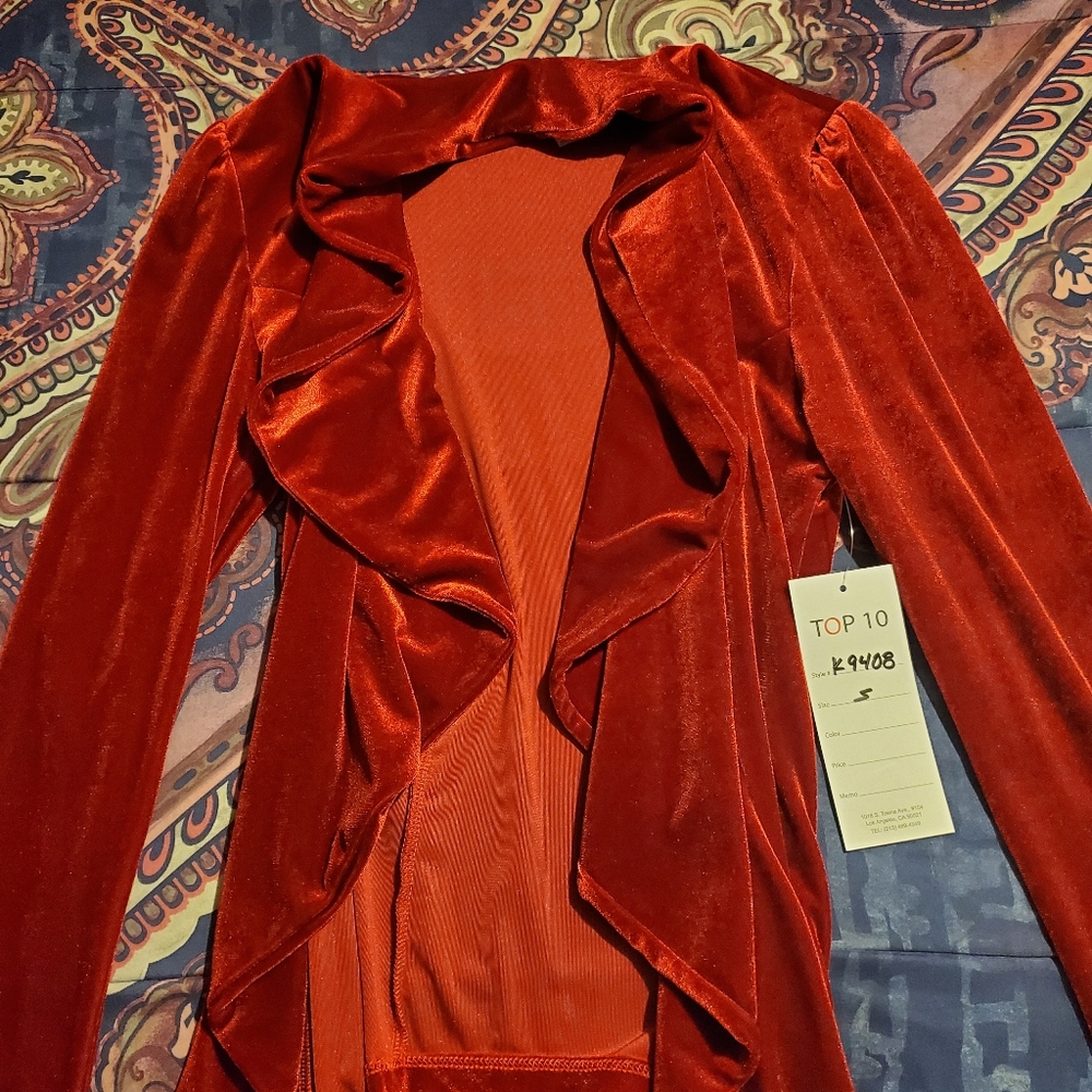 Red velvet blazer
